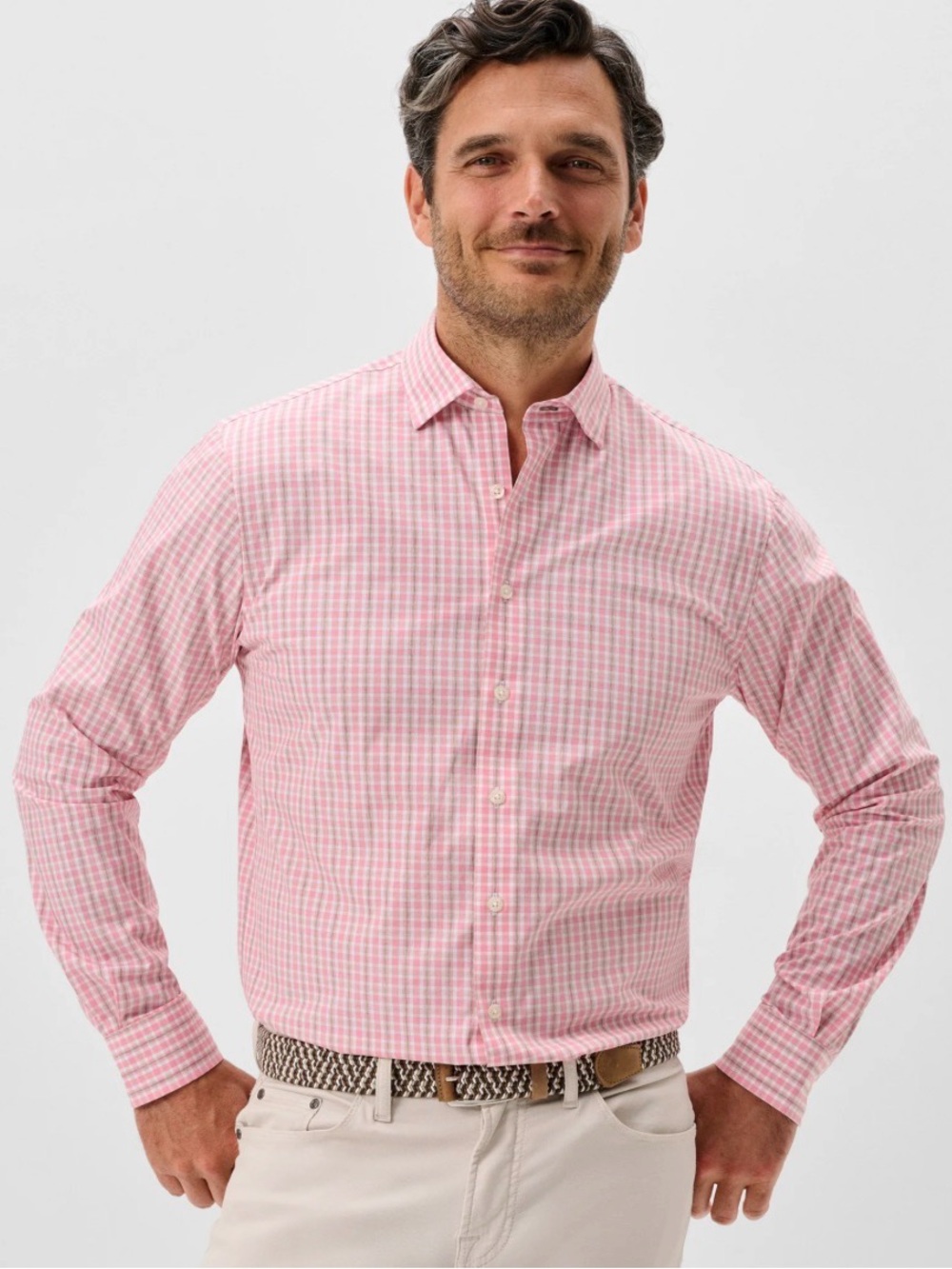 Johnnie-O Shirt Mens XL Pink Check Long Sleeve Button Up Casual Logo Pocket